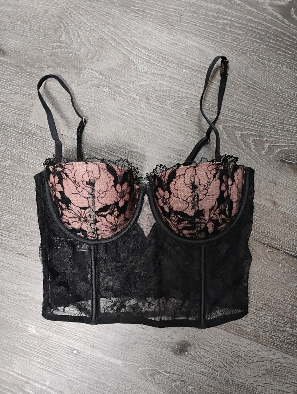 Victoria’s Secret Black Lace Bustier Corset Top Size 32D/DD
